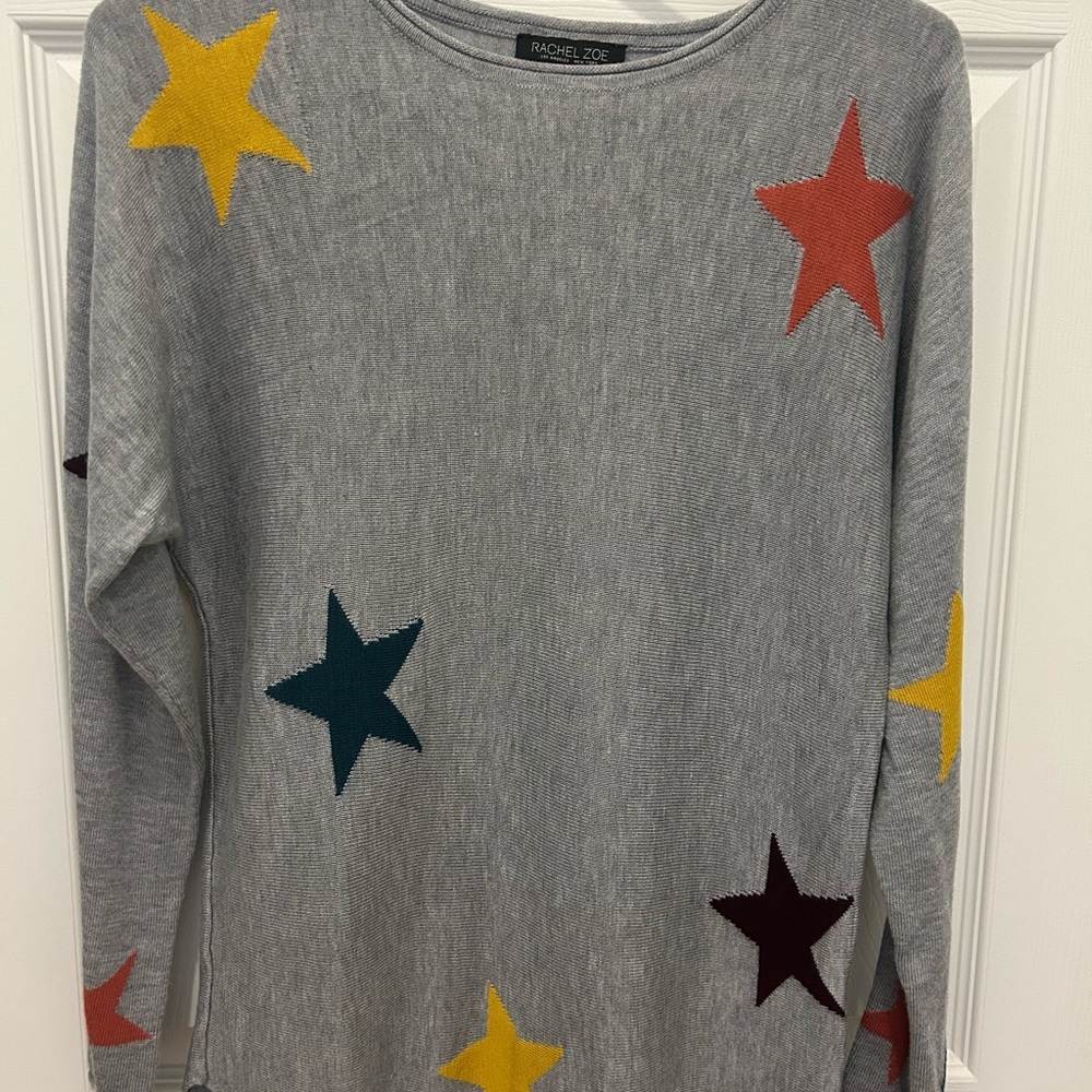 Rachel Zoe Gray Sweater with Star Accents